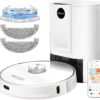 Ultenic T10 Robot Aspirateur Laveur avec Station de Vidange Automatique, 3000PA Hyper Puissant, Laser Navigation, Contrôle via APP et Alexa, Idéal pour les Domestiques d’Animaux et Grandes Maisons